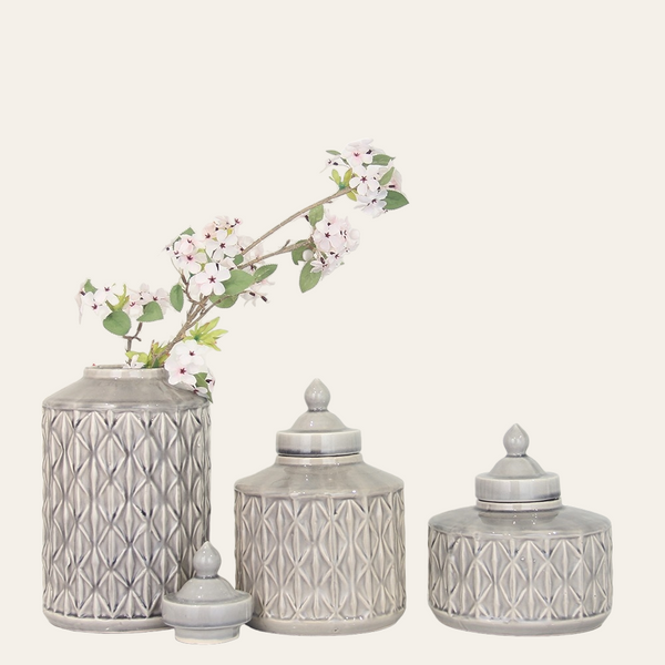 Raha|Grey Textured Ginger Jars