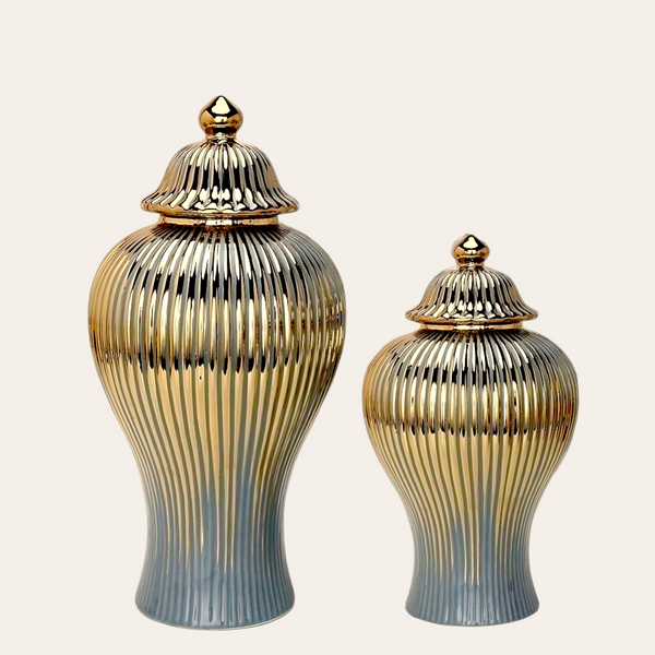 Eternity|Luxe Gold Grey Temple Jars