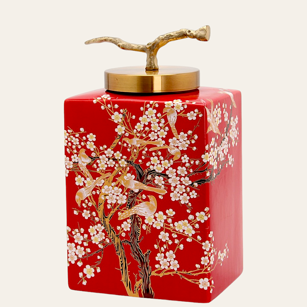 Garnet|Red Japanese Chinoiserie Ginger Jar – Heritage Home