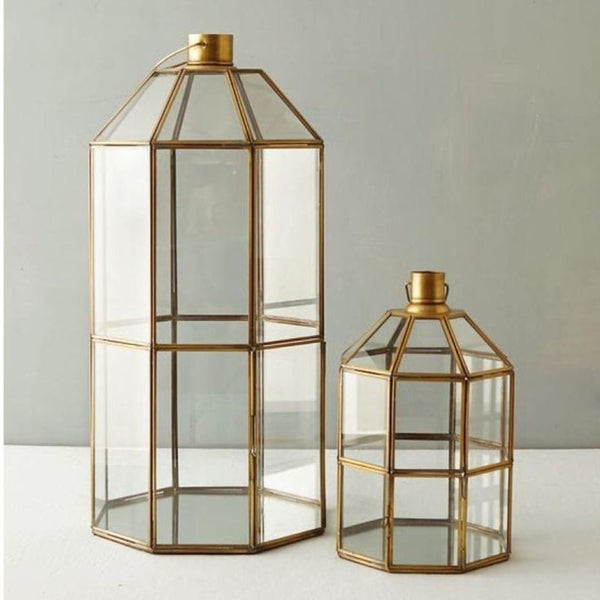 Shama|Gold Metal Glass Lanterns