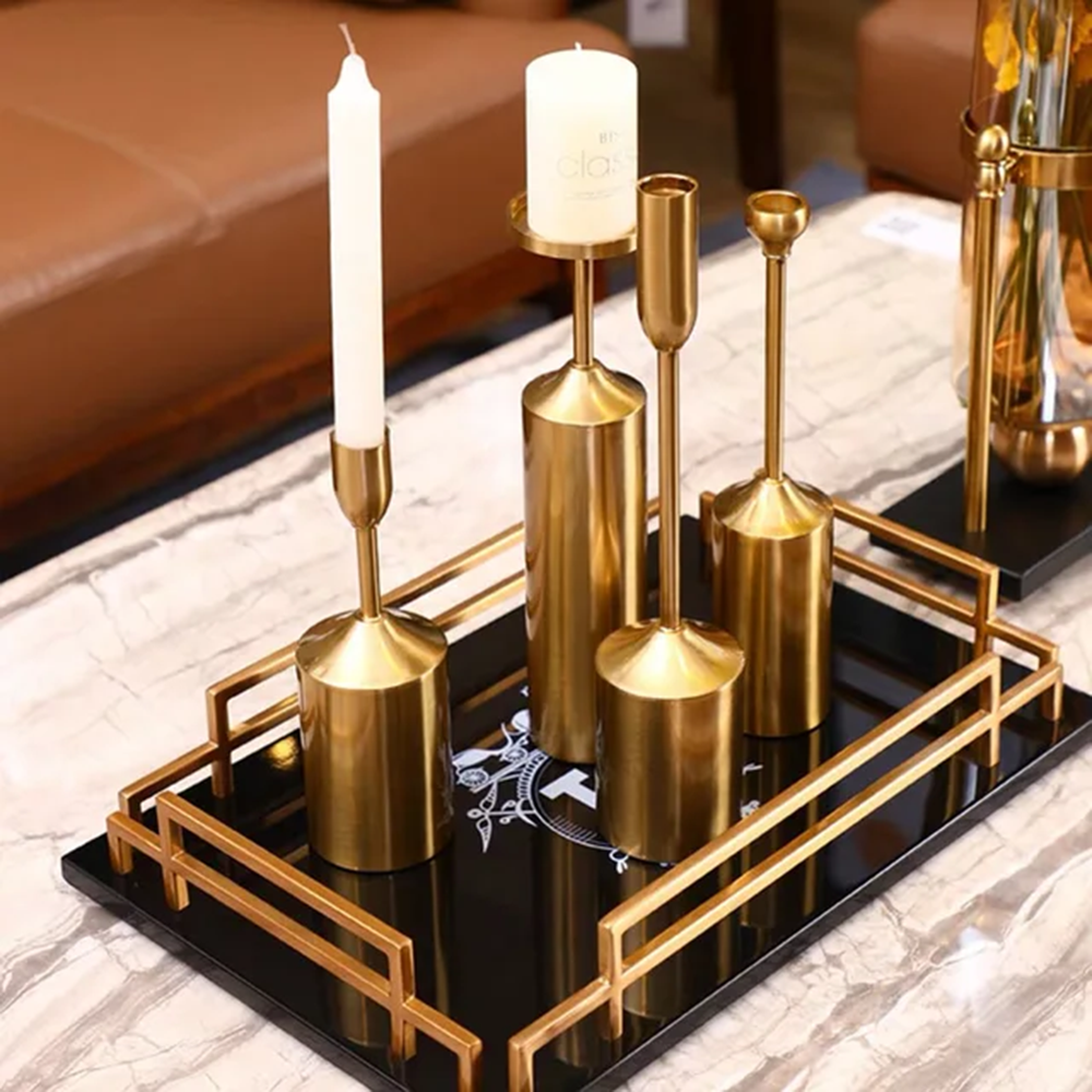 Tall  Golden candle stands set of 6 pieces 