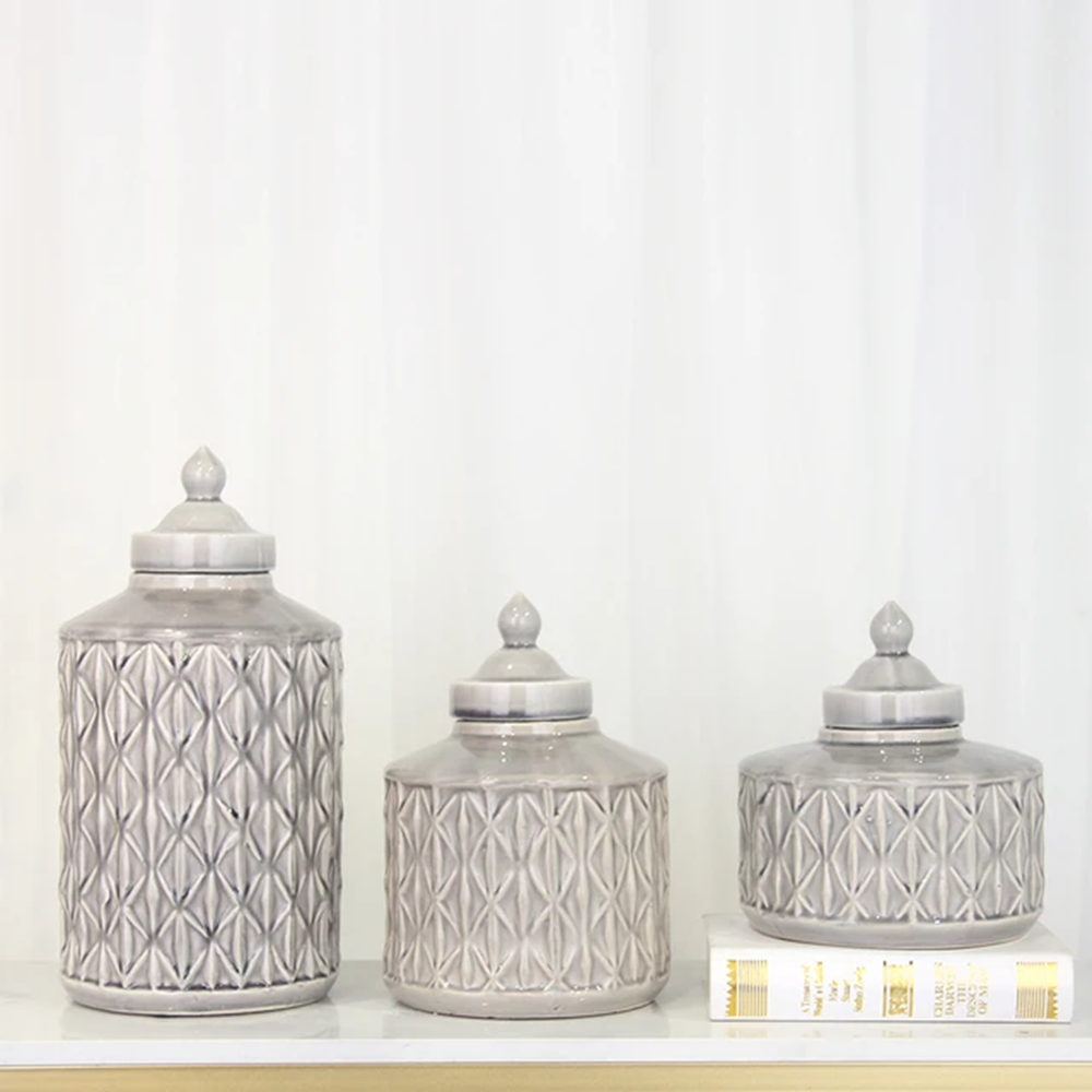 Raha|Grey Textured Ginger Jars – Heritage Home