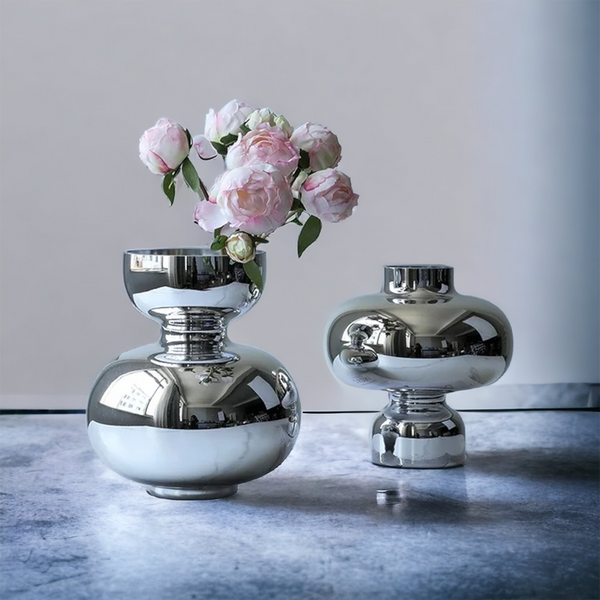 Mirage|Luxe Metallic Silver Vases